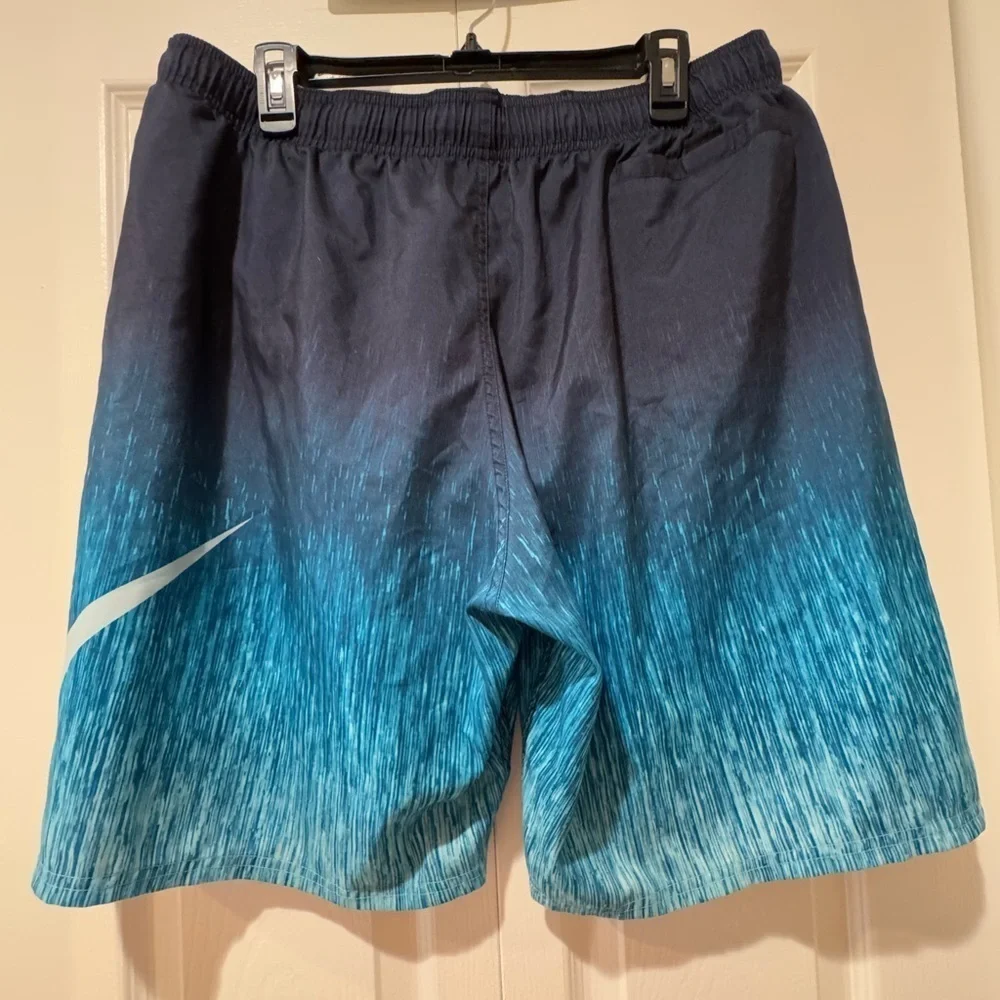 Men's Large XXL Nike Rush Blue Ombre Volley Swim Trunks Shorts Mesh Liner